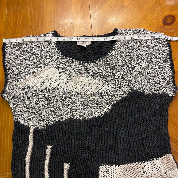 Handmade Abstract Black White Sweater 1980s Great Girl Amy Austin Womens Medium - Picture 5 of 9